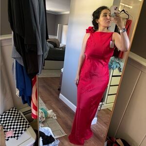 Lovers & Friends Satin Red Gown